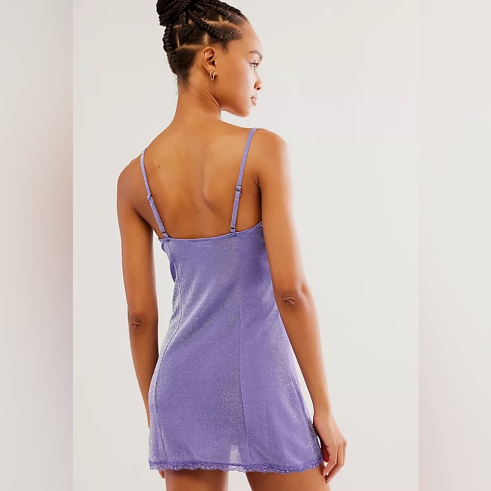 NWT Free People So Much Sparkle Mini Slip in Purple. Size Medium - Picture 2 of 4